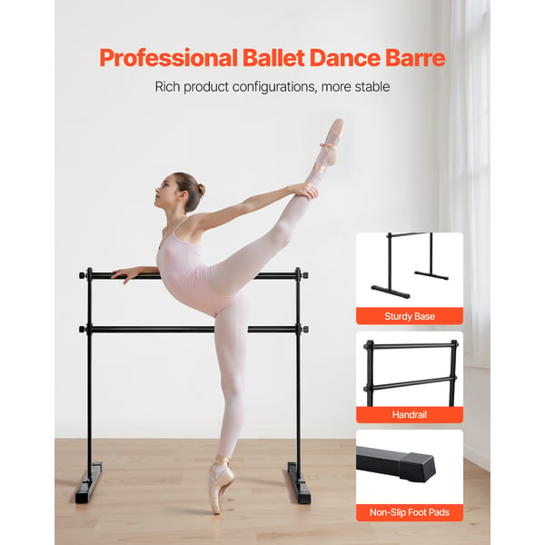 Balletbarre, 131,5x67,8x123 cm, Sort, Justerbart træningsudstyr