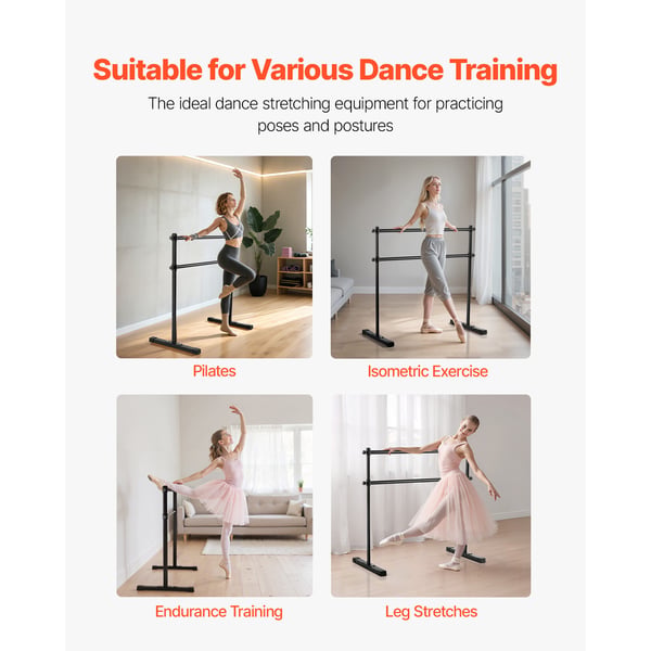 Balletbarre, 131,5x67,8x123 cm, Sort, Justerbart træningsudstyr
