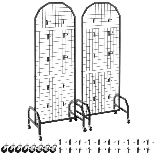 Gitter vægpanel displaystativ, 60x164 cm, sort, kulstofstål, opbevaring Gitter vægpanel displaystativ, 60x164 cm, sort, kulstofstål, opbevaring