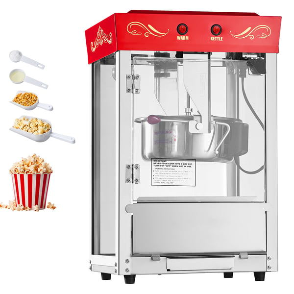 Popcornmaskine rustfrit stål kedel 48 kopper rød Popcornmaskine rustfrit stål kedel 48 kopper rød
