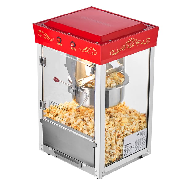 Popcorn-kone, ruostumaton teräskattila, 48 kupillista, punainen