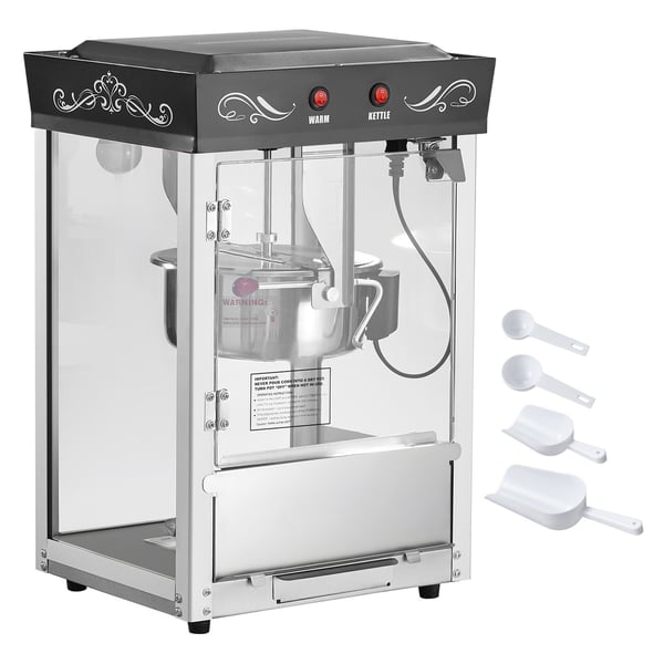 Popcornmaskine 0,2 kg rustfrit stål kedel 800W sort