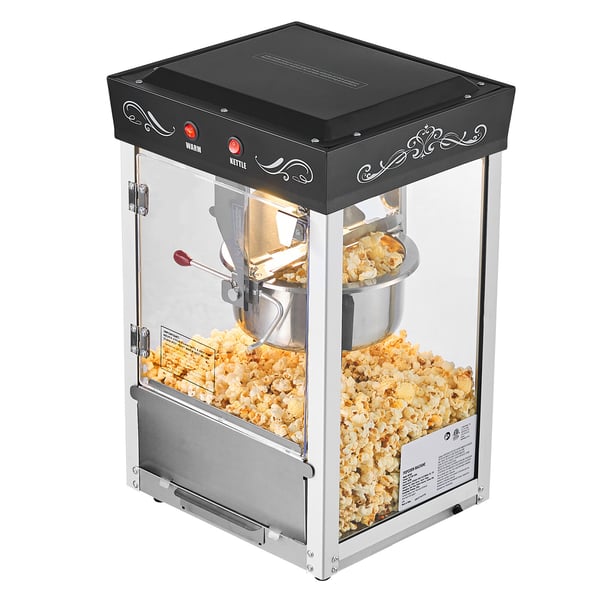 Popcornmaskine 0,2 kg rustfrit stål kedel 800W sort