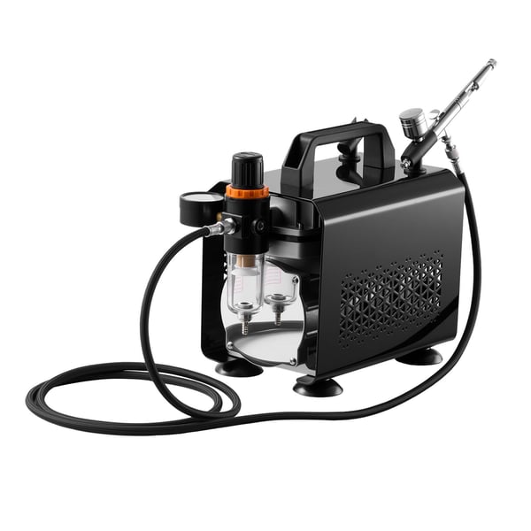 Airbrushset, Dubbelverkande airbrush med kompressor, 0.2/0.3/0.5 mm munstycken, låg ljudnivå, målningsverktyg