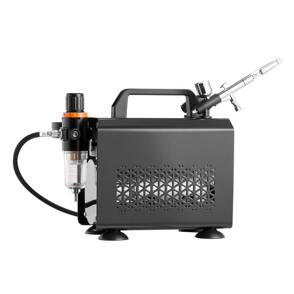 Airbrushset, Dubbelverkande airbrush med kompressor, 0.2/0.3/0.5 mm munstycken, låg ljudnivå, målningsverktyg