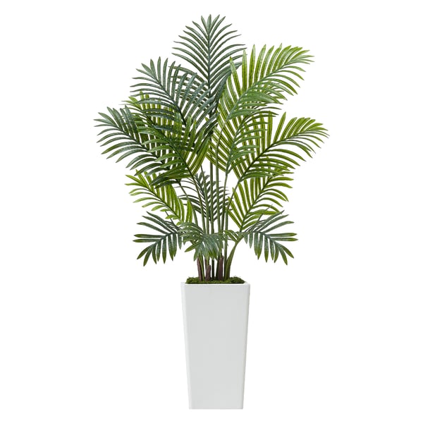 Tekokasvi Areca-palmu, 121,9 cm, 2 kpl, valkoinen ruukku, sisä- ja ulkokäyttöön