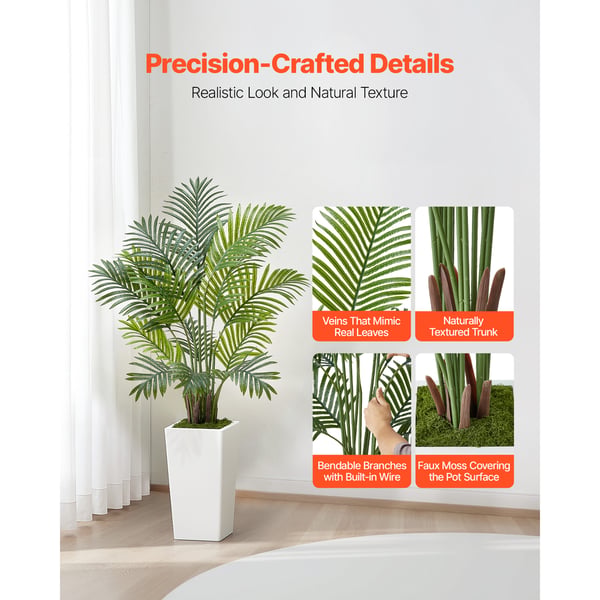 Konstgjord Areca-palm, 121,9 cm, 2-pack, vit kruka, inomhus utomhus