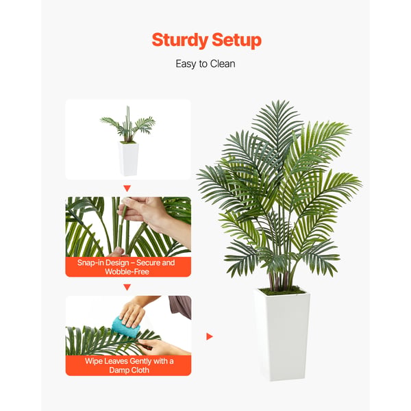 Konstgjord Areca-palm, 121,9 cm, 2-pack, vit kruka, inomhus utomhus