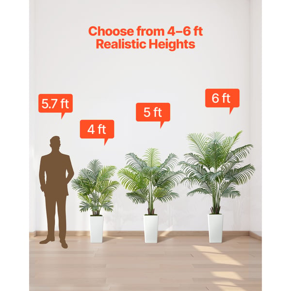 Konstgjord Areca-palm, 121,9 cm, 2-pack, vit kruka, inomhus utomhus
