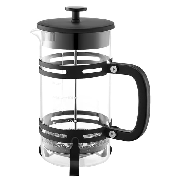 French press -kahvinkeitin, 17x10.5x21.5 cm, musta, lasi