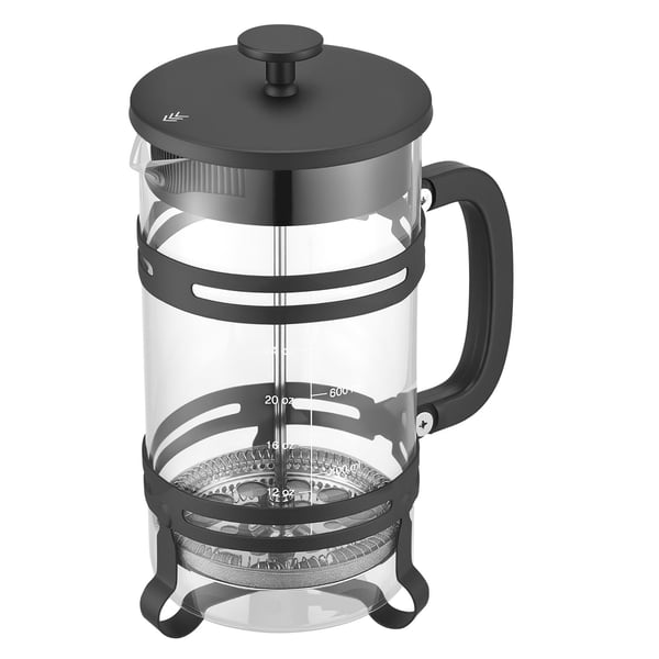 French press -kahvinkeitin, 17x10.5x21.5 cm, musta, lasi