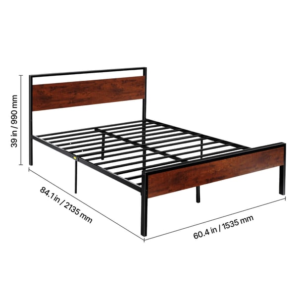 Sängram, Queen size, 213.5x153.5x99 cm, Svart, Metall, Förvaring