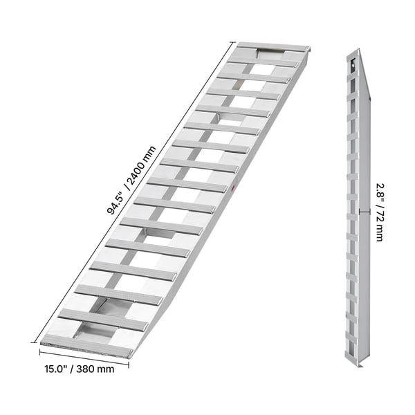 Lastset för påkörningsramp, 2400x380x72 mm, aluminium, extra robust, halkskydd