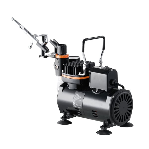 Airbrushset, Dubbelverkande airbrush med kompressor, 1/6 HK, Låg ljudnivå