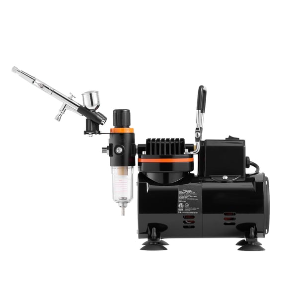 Airbrushset, Dubbelverkande airbrush med kompressor, 1/6 HK, Låg ljudnivå