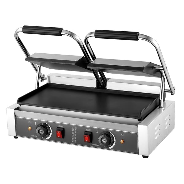 Paninigrill, Elektrisk sandwichmaskine, 48x23 cm, Rustfrit stål