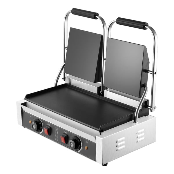 Paninigrill, Elektrisk sandwichmaskine, 48x23 cm, Rustfrit stål