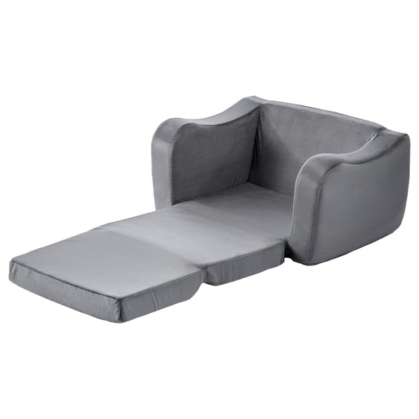 Børnesofa, Foldbar Konvertibel Børnesofa, 60x44,5x40,5 cm, Grå, Blødt Stof