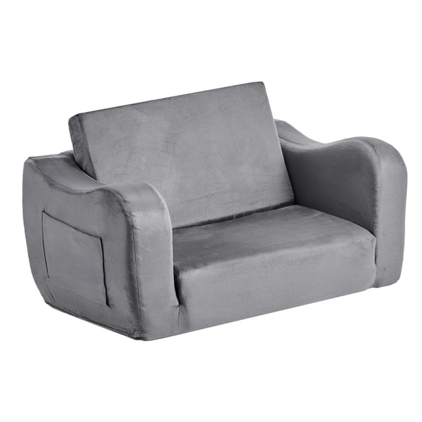 Børnesofa, Foldbar Konvertibel Børnesofa, 60x44,5x40,5 cm, Grå, Blødt Stof