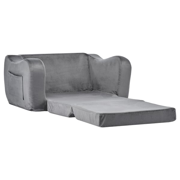 Børnesofa, Foldbar Konvertibel Børnesofa, 60x44,5x40,5 cm, Grå, Blødt Stof