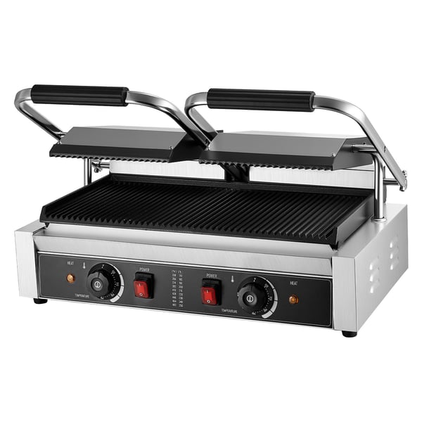 Panini Grill, Elektrisk Sandwichmaskine, 48x23 cm, Rustfrit Stål