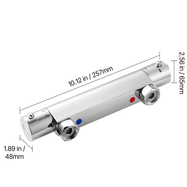 Termostatisk bruseventil 25,7x6,5x4,8 cm sølv messing