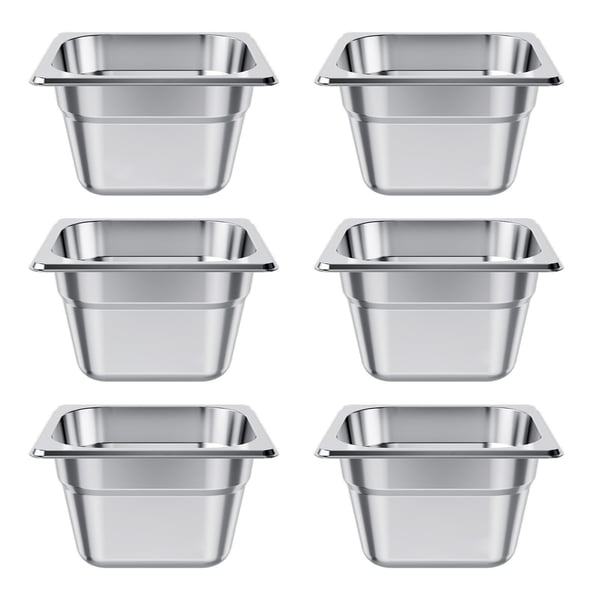Höyrypöydän astia, 1/6 koko 176x162x100 mm, ruostumaton teräs, catering-säilytys