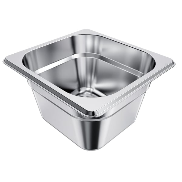Höyrypöydän astia, 1/6 koko 176x162x100 mm, ruostumaton teräs, catering-säilytys