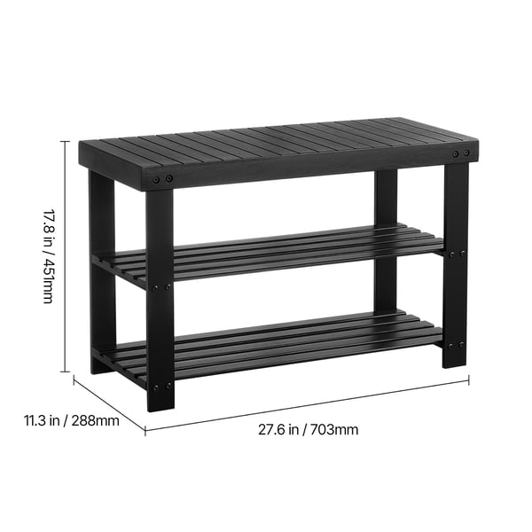 Skohylla Bänk, 70.3x28.8x45.1 cm, Svart, Bambuträ
