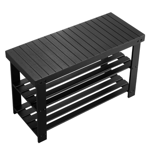Skohylla Bänk, 70.3x28.8x45.1 cm, Svart, Bambuträ