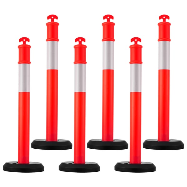 Trafikavskiljare, 6-pack, 35x35x114 cm, Röd, Säkerhet
