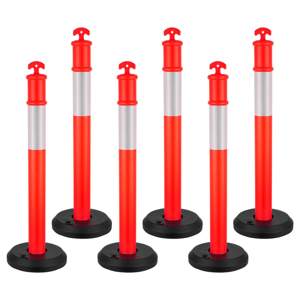 Trafikavskiljare, 6-pack, 35x35x114 cm, Röd, Säkerhet