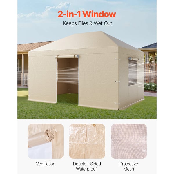 Pavillonovertræk, 3,08x4,39 m, Beige, Høj-densitets PE-materiale
