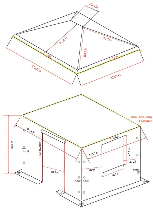 Pavillonovertræk, 3,08x4,39 m, Beige, Høj-densitets PE-materiale