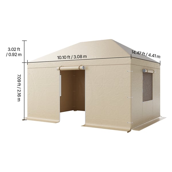 Pavillonovertræk, 3,08x4,39 m, Beige, Høj-densitets PE-materiale
