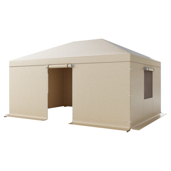 Paviljongtak 3,68x4,9 m Beige, PE-material, Förvaring för alla väder