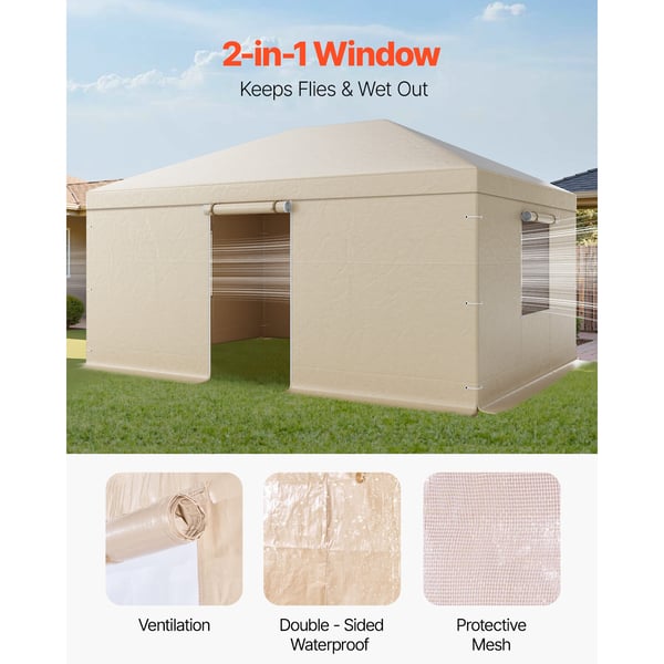 Paviljongtak 3,68x4,9 m Beige, PE-material, Förvaring för alla väder