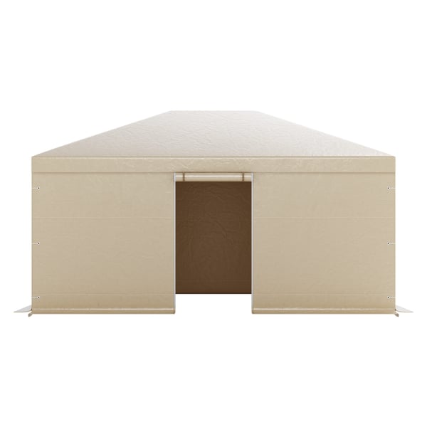 Paviljongtak 3,68x4,9 m Beige, PE-material, Förvaring för alla väder