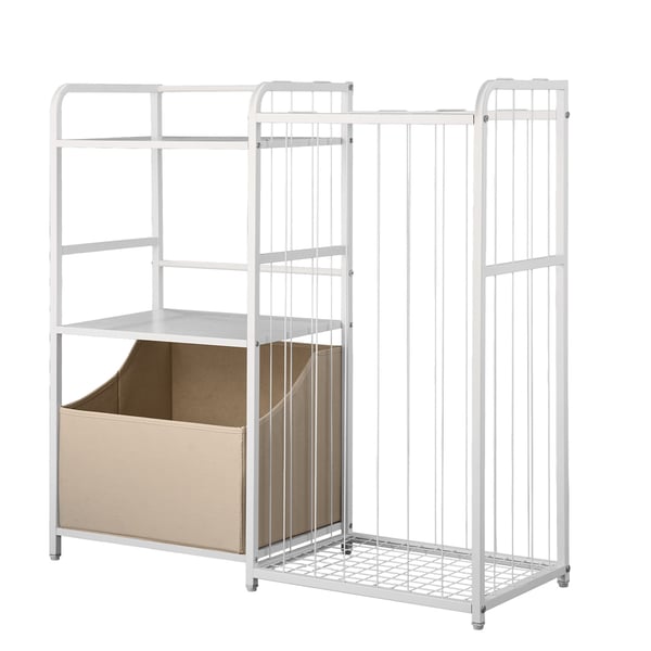 Børnebibliotek og legetøjsopbevaringsorganisator, 84,6x30x82 cm, Hvid, Stofopbevaring
