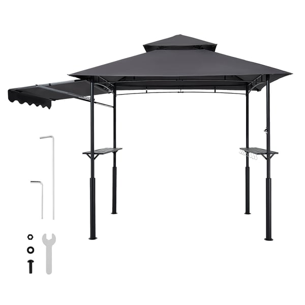 Grillpaviljong, Dubbel-tak, 243x150 cm, Mörkgrå, Stål