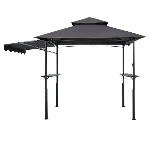 Grillpaviljong, Dubbel-tak, 243x150 cm, Mörkgrå, Stål