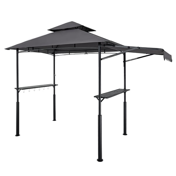 Grillpaviljong, Dubbel-tak, 243x150 cm, Mörkgrå, Stål
