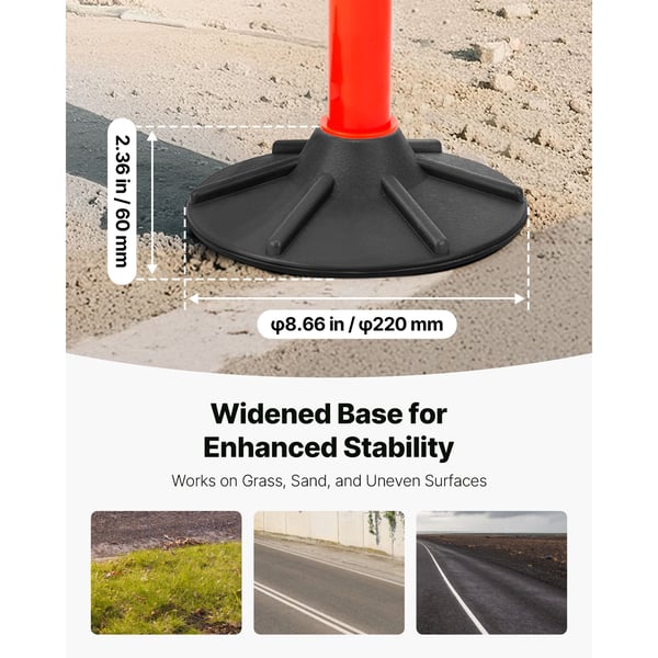 Trafikafspærringspæle, 4-pak, 8,7x87,1 cm, rød, reflekterende striber
