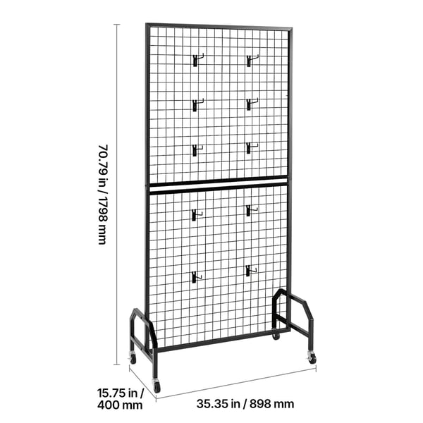 Gittervægpanel, 898x400x1798 mm, Sort, Kulstofstål