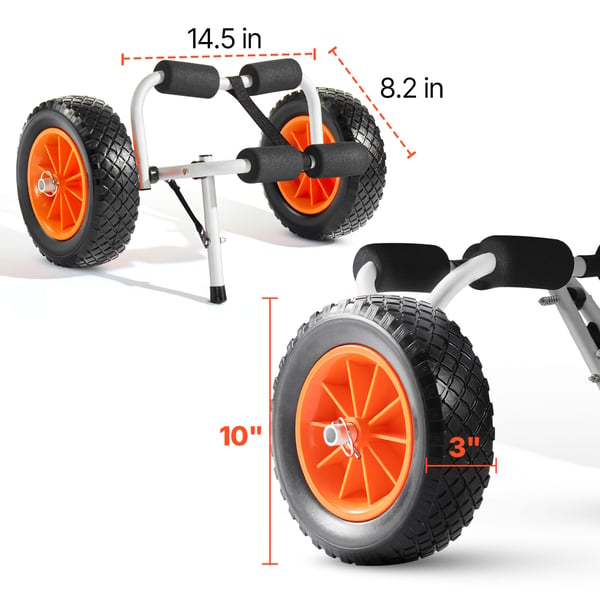 Kajakvogn, Sammenklappelig Trolley 62x35x32,5 cm, 25,4 cm hjul, Aluminium