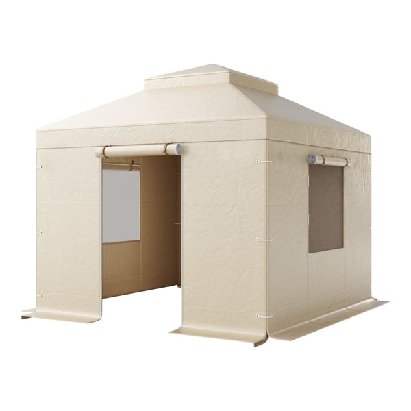 Paviljongtak 3,05x3,05 m Beige, Dubbel-tak, PE, Förvaringsskydd