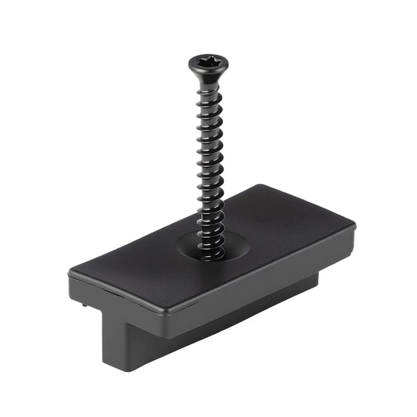 Skjulte terrassebeslag, 40x19x12.5 mm, sort, polypropylen