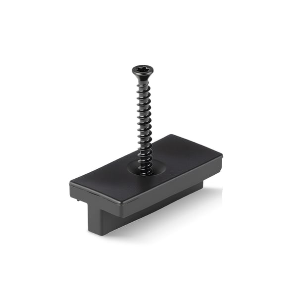 Skjulte terrassebeslag, 40x19x12.5 mm, sort, polypropylen