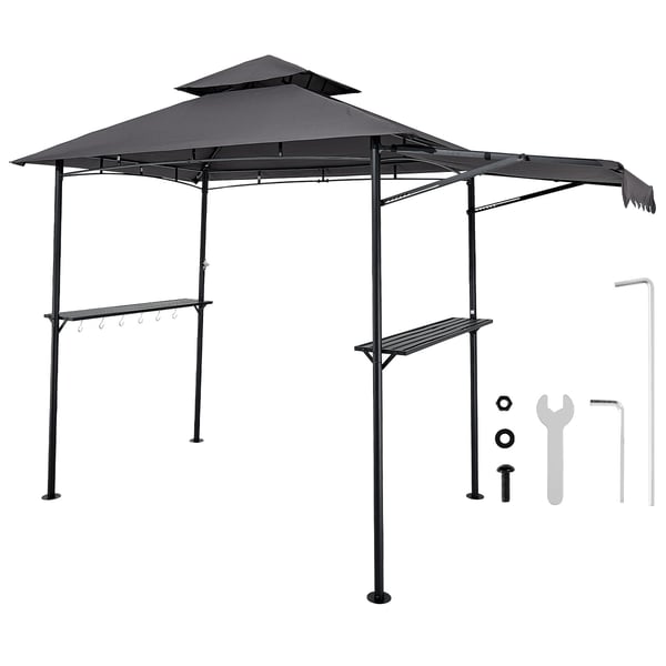 Grillpavillon, 243x150 cm, Mørkegrå, Stål