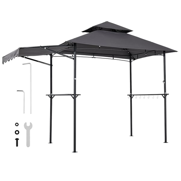 Grillpavillon, 243x150 cm, Mørkegrå, Stål